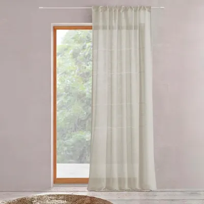 Image de Rideau à galon fronceur Voilage Effet Lin Beige 140x280cm FUJORA