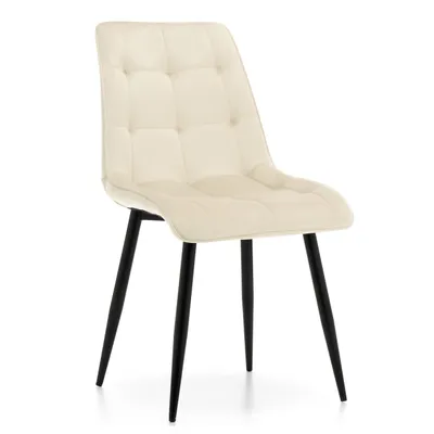Produktbild von NEW HOME Stuhl CHIC gespolsterter Esszimmerstuhl mit Steppung - hellbeige - moderne Samt Velours Möbel