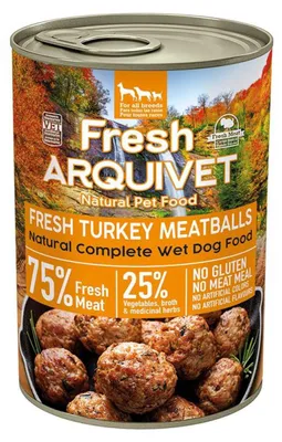 Image de ARQUIVET Boulettes de dinde fraîche - nourriture humide pour chiens - 400g