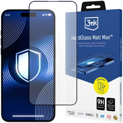 Produktbild von 3MK HardGlass Matt Max, Apple, iPhone 15 Plus, Trockene Anwendung, Schlagfest, Transparent, 1 Stück(e)