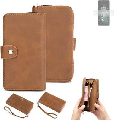 Produktbild von K-S-Trade Handyhülle Schutzhülle kompatibel mit OnePlus 10T & Portemonnee Tasche Handytasche Case Etui Geldbörse Wallet braun (1x)