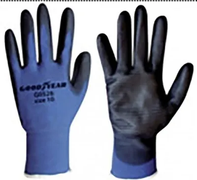 Produktbild von Goodyear Wabengewebehandschuhe mit Polyurethan-Handfläche Größe 10 blau und schwarz, Arbeitshandschuhe