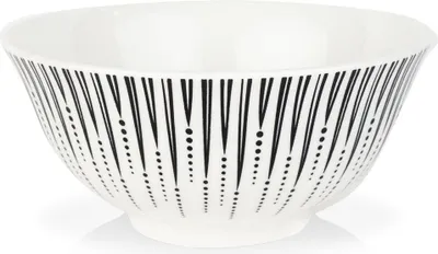 Produktbild von Universelle 600 ml Schüssel aus weißem Porzellan mit schwarzem Design