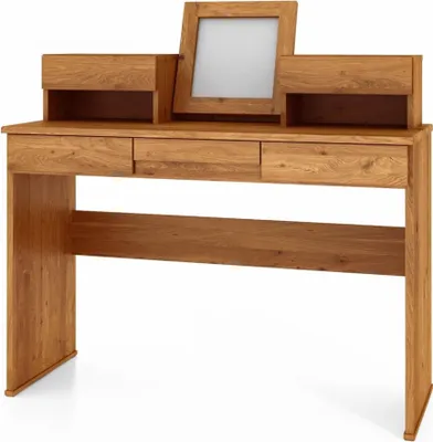 Produktbild von Schminktisch Bento aus Wildeiche massiv 115x45x113 mit 5 Schubladen und Spiegel