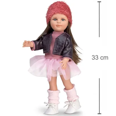 Puppe Lena 33 cm mit langen braunen Haaren zum Frisieren & Bekleidung Spielzeug für Kinder Spielpuppe Babypuppe Spielwaren Geschenk für Kinder Puppenmama