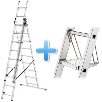 Produktbild von Hailo HobbyStep combi Kombileiter 3x9 Sprossen inkl. Tritt