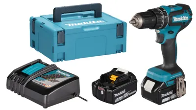 Image de Perceuse-visseuse à percussion 18V + 2 batteries 3Ah + chargeur rapide + coffret MAKPAC - MAKITA - DHP485RFJ
