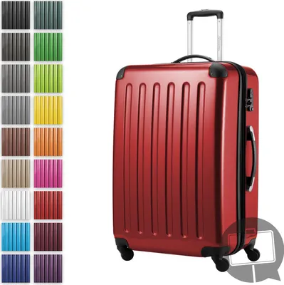 Produktbild von Alex - Großer Hartschalen-Koffer für Aufgabegepäck mit Erweiterung Trolley Rollkoffer Check-In Reisekoffer XL 75 cm, 119 L, 4 Rollen, glänzend,Rot