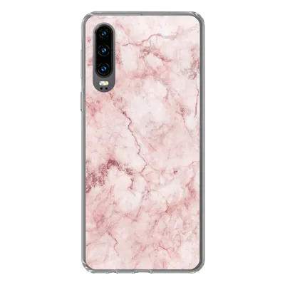 Produktbild von MuchoWow® Handyhülle Schutzhülle Hülle für Huawei P30 Marmor - Rosa - Luxus Silikon Softcase Handy Hülle - Kartenbesitzer