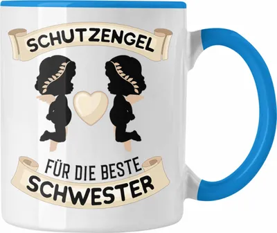 Produktbild von Trendation - Schutzengel Schwester Tasse Geschenk für Schwester Geschenkidee Beste Schwester Geburtstag (Blau)