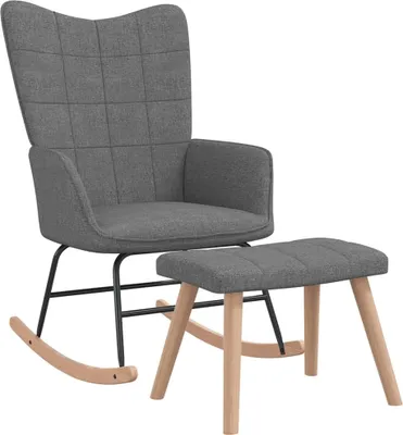 Produktbild von Schaukelsessel mit Hocker Dunkelgrau Stoff