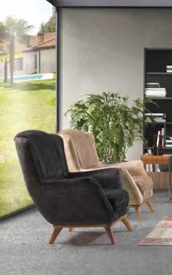 Produktbild von Sessel 1 Sitz Textil Lounge Luxus Polster Ohrensessel Einsitzer Design Couch