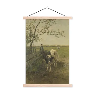 Produktbild von MuchoWow® Textilposter Der Milchwagen - Gemälde von Anton Mauve 40x60 cm mit holzfarbenen Rahmen - Poster