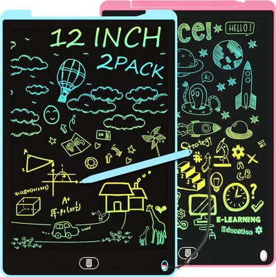 Produktbild von Electight Bunte LCD Schreibtafel,12 Zoll Schreibtablett Blau Rosa ( 2 in  Pack )