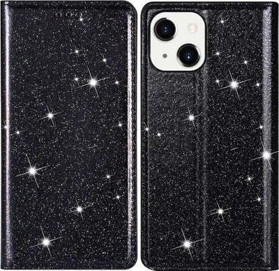 Produktbild von iPhone 14 Hülle - Coverup Glitzer Klapphülle - Schwarz