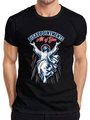 Immagine prodotto di Maglietta "Disappointments" con la scritta "All of You Jesus Lustig", colore nero, taglia XXL, tema: cristianesimo