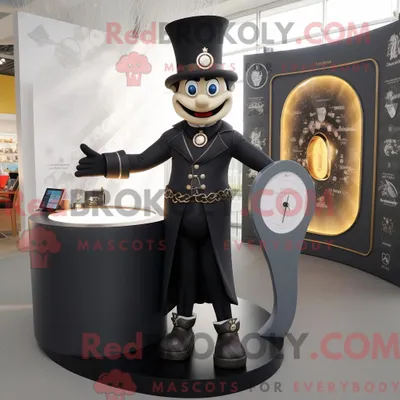 Produktbild von Maskottchen REDBROKOLY eines schwarzen Zirkusdirektors mit Shorts und Uhren