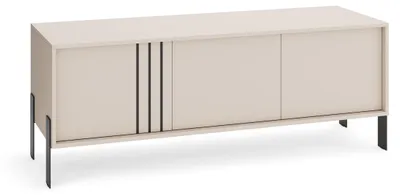 Produktbild von TV-Schrank NORDIC 150 cm, TV-Lowboard mit 3 Türen, Modernes Fernsehschrank Sideboard, Wohnzimmermöbel mit Stauraum, Metallbeine Schwarz, Kaschmir