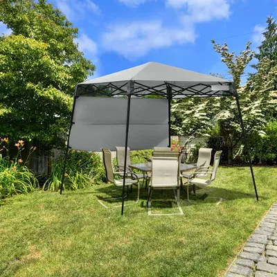 Produktbild von COSTWAY Gartenpavillon Faltpavillon Partyzelt Gartenzelt mit Tasche, Metall Pavillon für Camping, Party, Barbecue 181x181x210cm (Grau)