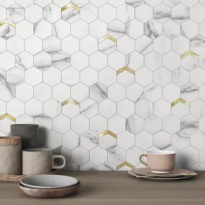 Immagine prodotto di Set di tessere metalliche a mosaico - Impermeabili - 5 fogli - Bianco-oro - Autoadesive