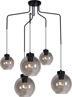 Zdjęcie produktu dla Żyrandol HORIK czarny 5xE27x60W szkło wym:90x65x65cm IP20 Kaja