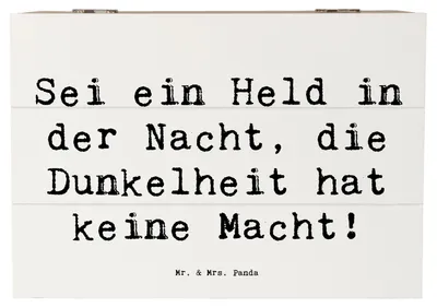 Produktbild von Mr. & Mrs. Panda box holz Spruch Angst vor Dunkelheit überwinden 22 x 15 cm - Weiß - Geschenk, Mut machen, schatztruhe, Trost, geschenkkiste, Vertrauem, Truhe, Mutmacher