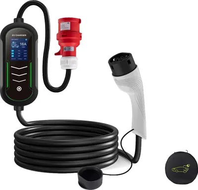 Produktbild von Tragbares EV-Ladegerät, 11 kW Leistung, 5 Meter Kabel, 11KW 16A 3Phasen, Typ2