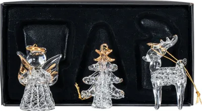 Produktbild von 3er Set Deko-Anhänger Engel Rentier Baum Glas Baumschmuck Deko Christbaumschmuck
