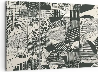 Produktbild von Bild auf Leinwand - Leinwandbild - 3 Teile - Abstraktion Vintage Schwarz - 105x70cm - Wand Bild - Wanddeko - Wandbilder - Leinwanddruck - Bilder - Wanddekoration - Leinwand bilder - CE105x70-5052