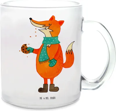 Produktbild von Mr. & Mrs. Panda Pott Fuchs Keksdose - Transparent - Geschenk, Teetasse, Weihnachten, Tee Tasse, aus Glas, Trinkglas, Häferl