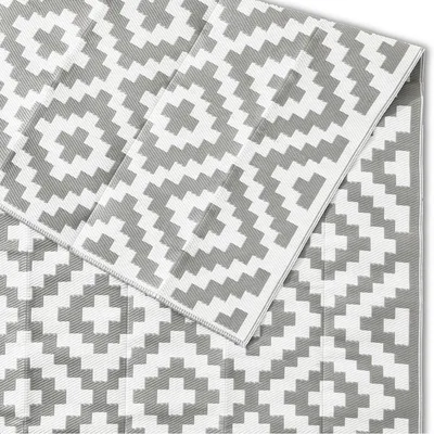 Produktbild von Goliving Outdoor Teppich Summer Diamond - 183x290CM - Gartenteppich - Reversibel - Inkl. Tragetasche - Grau/Weiß