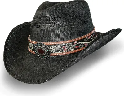 Produktbild von Damen Westernhut Cowboy Biker Strohhut »Brenda« Schwarz