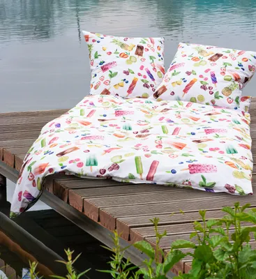 Produktbild von Janine Modern Art Mako Satin Bettwäsche - Früchte und Eis 155 x 220 cm Früchte und Eis, Sommer, bunt