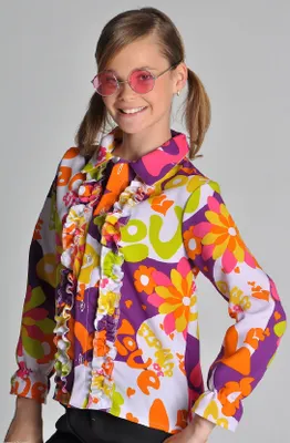 Produktbild von M207028-123-116-A bunt Mädchen Junge Kinder Hippy Kostüm-Hemd Gr.116