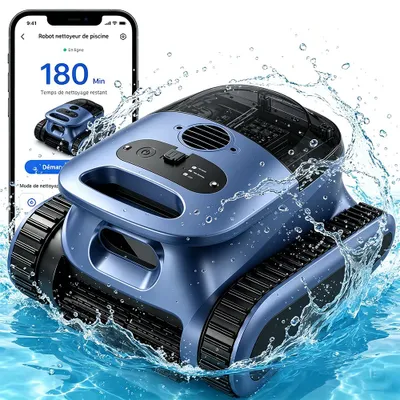 Produktbild von Kabelloser Poolroboter mit App-Steuerung & AI Reinigung Vollautomatische Poolpflege Wand– bis 200 m², 180 Min Laufzeit, Dualbürsten & IPX8,langlebig