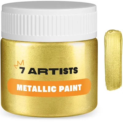 Produktbild von 7 Artists Acrylfarbe Antique Gold Metallic 50 ml | Acrylfarbe Metallic - Metallic Acrylfarben für Leinwand , Papier, Steine , Holz usw.
