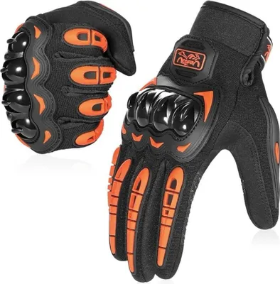 Obrázek produktu pro COFIT Rukavice na motorku L - Rukavice na motorku s dotykovým displejem pro motocyklové závody, horská kola, motokros, horolezectví, turistiku a outdoorové aktivity - oranžové