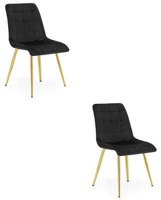 Productafbeelding van Chaise - Leobert - Tweedelig - Fluweel, zwart / Goudkleurige poten - Set van 2