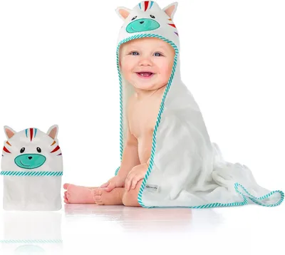 Produktbild von Babyhandtuch mit Kapuze, 100% Baumwolle, 90 x 90 cm, für Kinder 1-5 Jahre