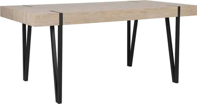 Zdjęcie produktu dla BELIANI Stół do jadalni jasnobrązowy czarne metalowe nogi 150 x 90 cm prostokątny styl industrialny