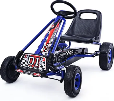 Produktbild von Pedal Gokart Racing Kinderauto Pedalfahrzeug Tretauto Gocart Sitzaußen-blau