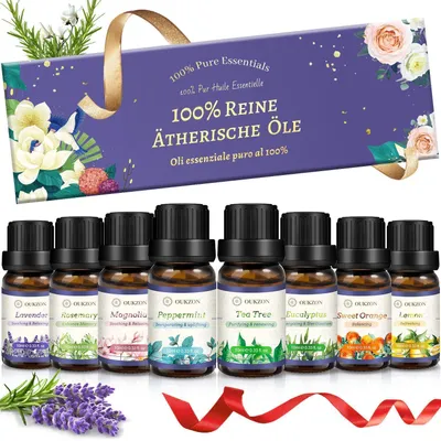 Productafbeelding van Essentiële oliën set, 8x10ml. Aromatherapie, natuurlijke geurolie, geschikt voor diffusers, massages, geurverwarmers. Ideaal als cadeau