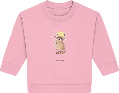 Produktbild von Mr. & Mrs. Panda Organic Baby Pullover Waschbär 12. - 18. Monat - Baumwolle Pink - Geschenk, Seifenblasen, Plan, Bullover, Fröhlich, Tagträumen, Waschen, Lustige Sprüche
