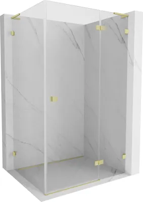 Produktbild von Mexen Lunar L Duschkabine schwenkbar rechts 85 x 80 cm, transparent, gebürstetes Gold - 834L-085-080-55-00-P