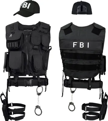 Produktbild von Black Snake - Karneval Kostüm - Polizei Kostüm - FBI - Kostüm Weste - 6 teiliges Einsatzkommando Kostüm - Einsatzweste