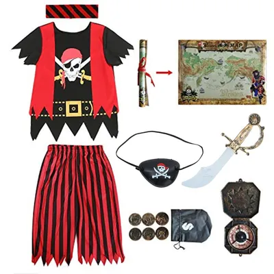 Immagine prodotto di Set da pirata per bambini, ideale per giochi di ruolo, composto da 8 pezzi
