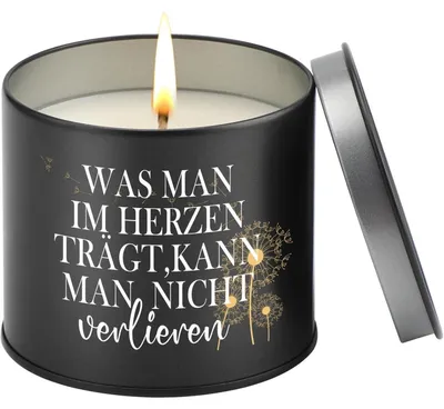Productafbeelding van Rouwkaars met tekst, 90 gram, sojawas. Herdenkingskaars voor overledenen, voor een dierbare. Brandduur: 50-55 uur