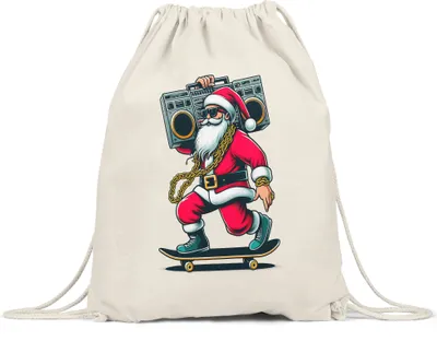 Produktbild von Cool Santa Skateboard Turnbeutel - Weihnachten Lustig Geschenk Familie Weihnachtsmann