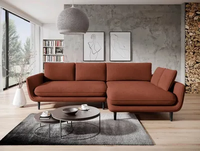 Produktbild von DOMO-HOME Ecksofa mit Schlaffunktion SOLANO – Elegantes Skandinavisches Ecksofa 260x167cm| Bettkasten und Holzbeinen für Komfort und Stil | Hochwertigen Materialien | Farbe rot | Rechts