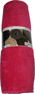 Image de Serviette drap de plage velours 100 x 180 cm uni rose